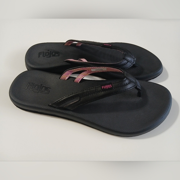 Flojos Black and Pink Women's Sandals - Picture 3 of 7